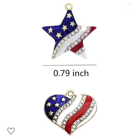 Star American Flag Pendant Red White and Blue Dangles From Stud with Blue Czech - Picture 7 of 12